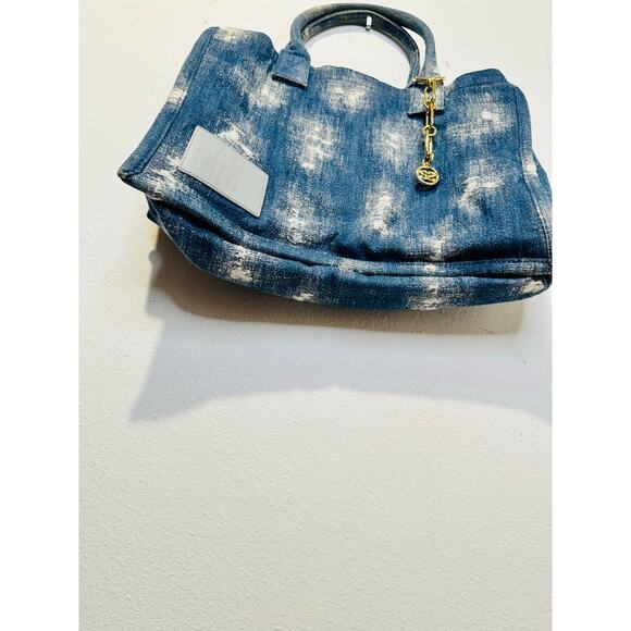 SANDRO Denim Tie-Dyed Kasbah Magnetic Button Closure Open Pocket Grunge Bag - Picture 6 of 13